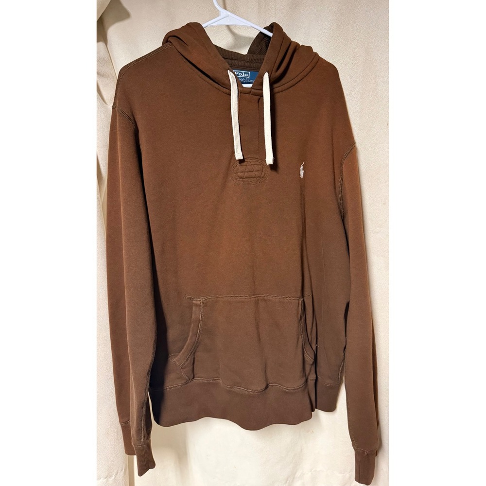 Polo Ralph Lauren Mens XL Brown Waffle Lined Hoodie Quilted Elbow Patches